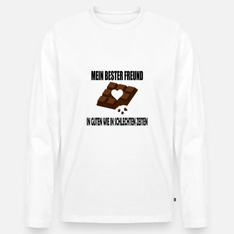 Schokolade / Schoki - Männer Premium Bio Langarmshirt - Weiß