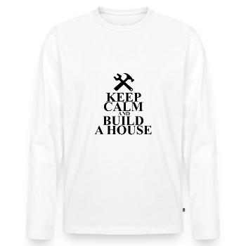 build - Men's Premium Organic Long Sleeve Shirt - white - Front - Nico (187cm)