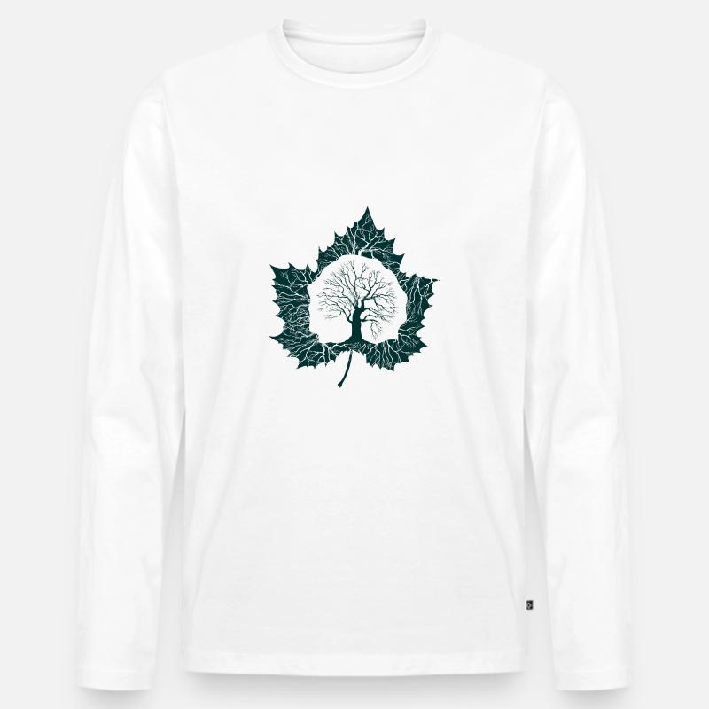 Baum Blatt Geschenkidee Natur Kanada - Männer Premium Bio Langarmshirt - Weiß