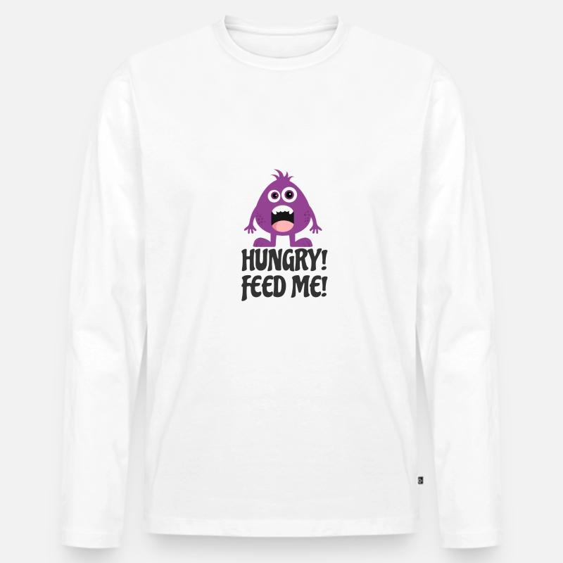 Hunger - Männer Premium Bio Langarmshirt - Weiß