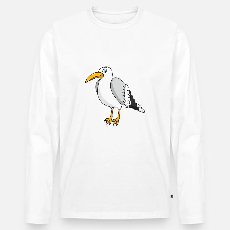 Möwe - Männer Premium Bio Langarmshirt - Weiß