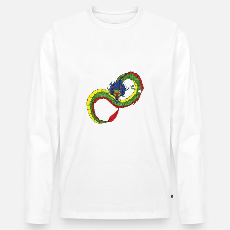 Drachen - Unendlichkeit - chinesischer Drache - Männer Premium Bio Langarmshirt - Weiß