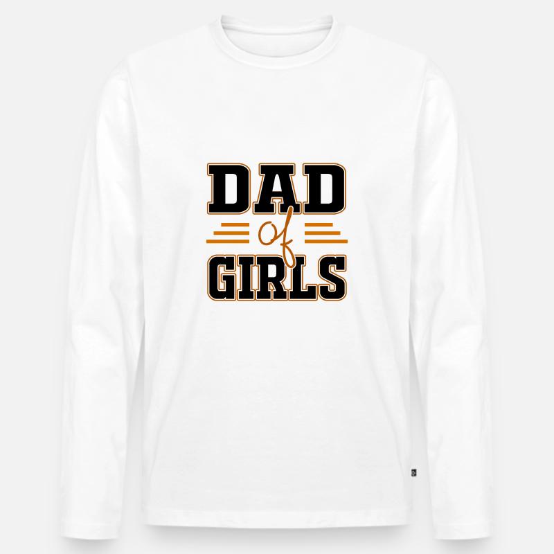 Papa Töchter - Männer Premium Bio Langarmshirt - Weiß