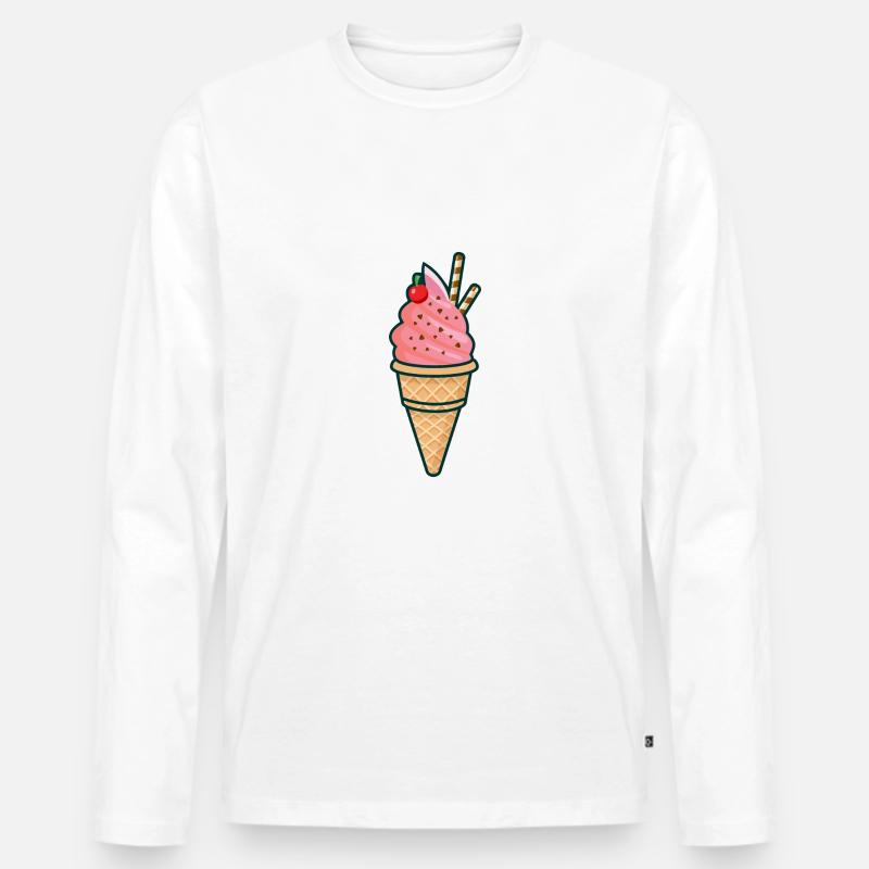 Eiscreme, Eis, Sommer, Sonne - Männer Premium Bio Langarmshirt - Weiß