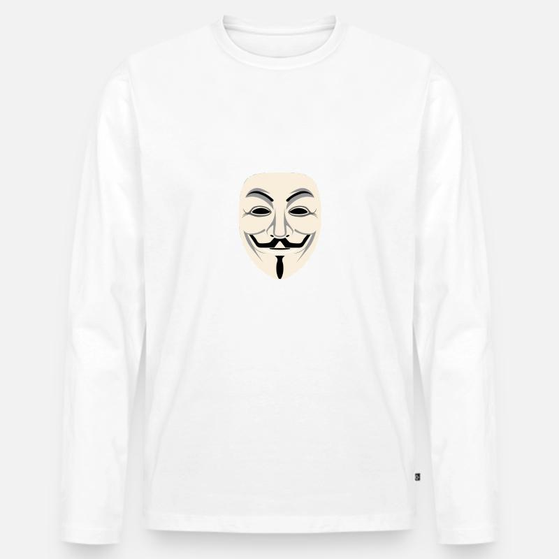 Anonymous Maske - Männer Premium Bio Langarmshirt - Weiß