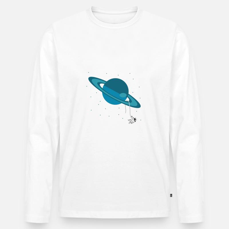 Saturn - Männer Premium Bio Langarmshirt - Weiß