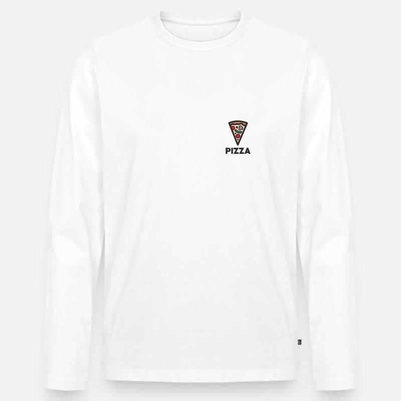 Pizza Logo - Männer Premium Bio Langarmshirt - Weiß