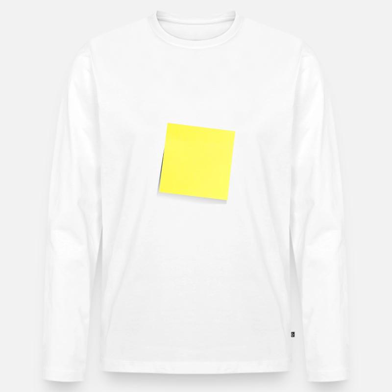 gelber Notizzettel , Klebezettel , sticky note - Männer Premium Bio Langarmshirt - Weiß