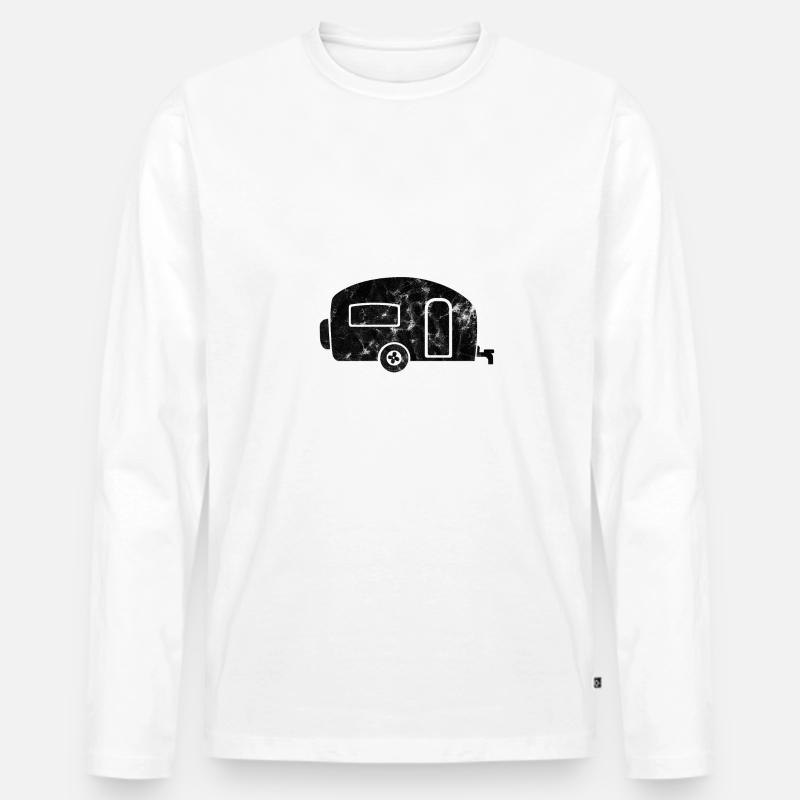 Wohnwagen schwarz distressed Camping Geschenk - Männer Premium Bio Langarmshirt - Weiß