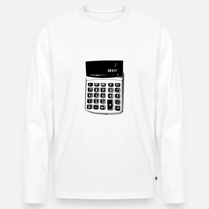Taschenrechner Nostalgie - Männer Premium Bio Langarmshirt - Weiß