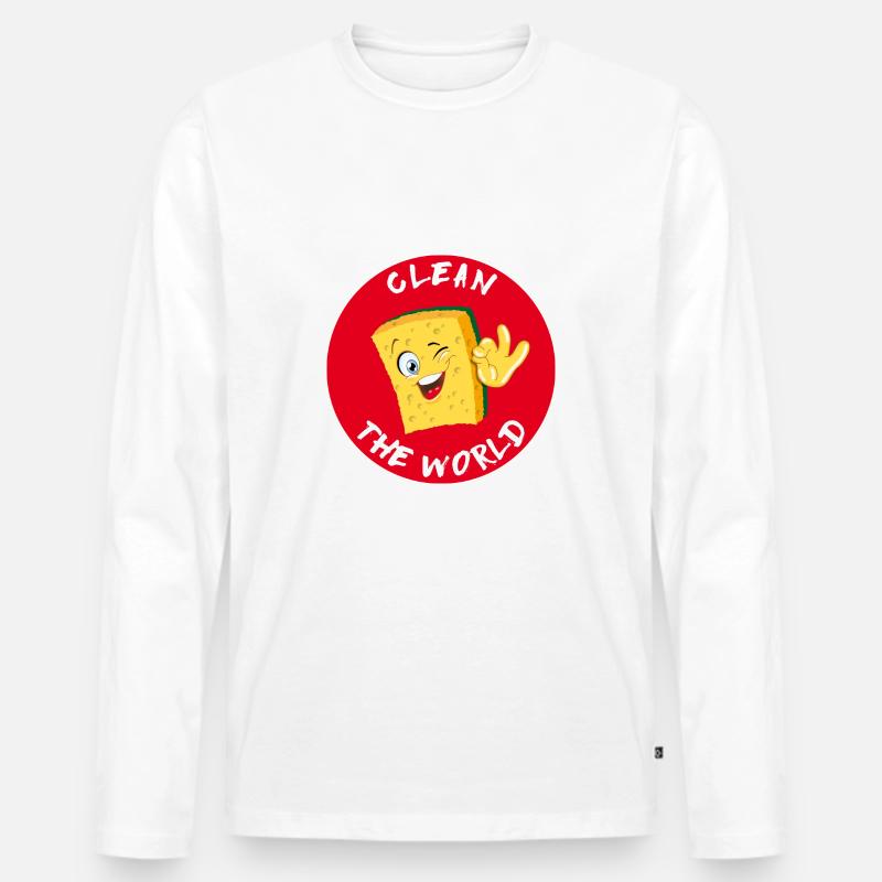 Schwamm - Männer Premium Bio Langarmshirt - Weiß