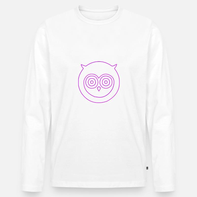 Eule mit großen Augen - Männer Premium Bio Langarmshirt - Weiß