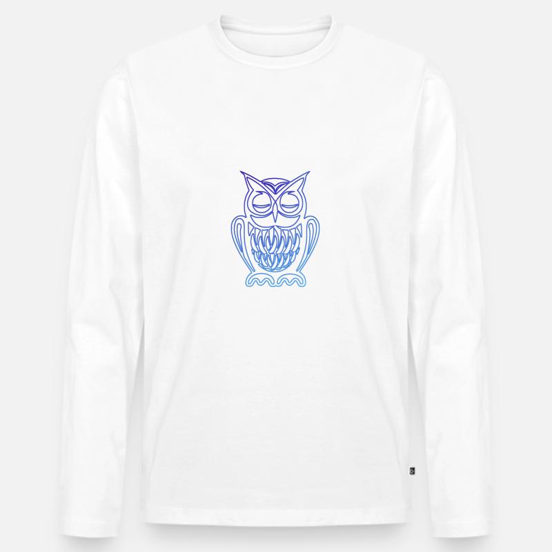 Eule am chillen - Männer Premium Bio Langarmshirt - Weiß
