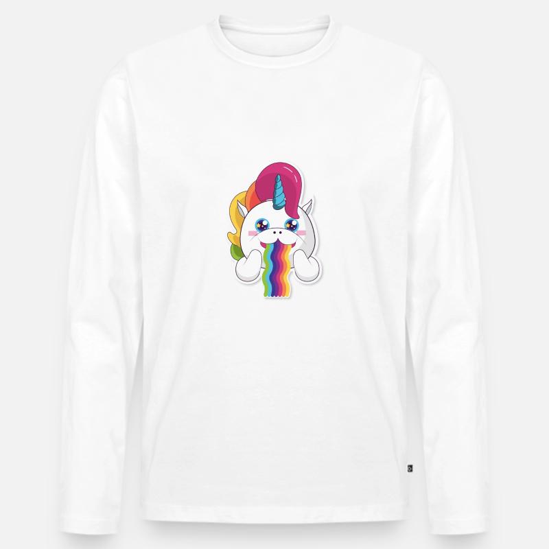 Einhorn Regenbogen - Männer Premium Bio Langarmshirt - Weiß