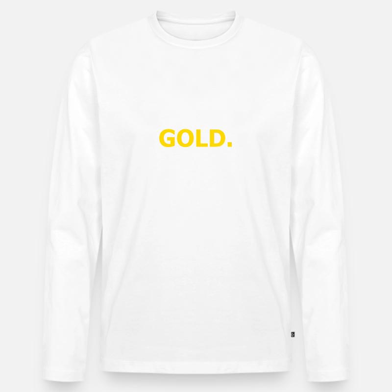 Gold - Männer Premium Bio Langarmshirt - Weiß