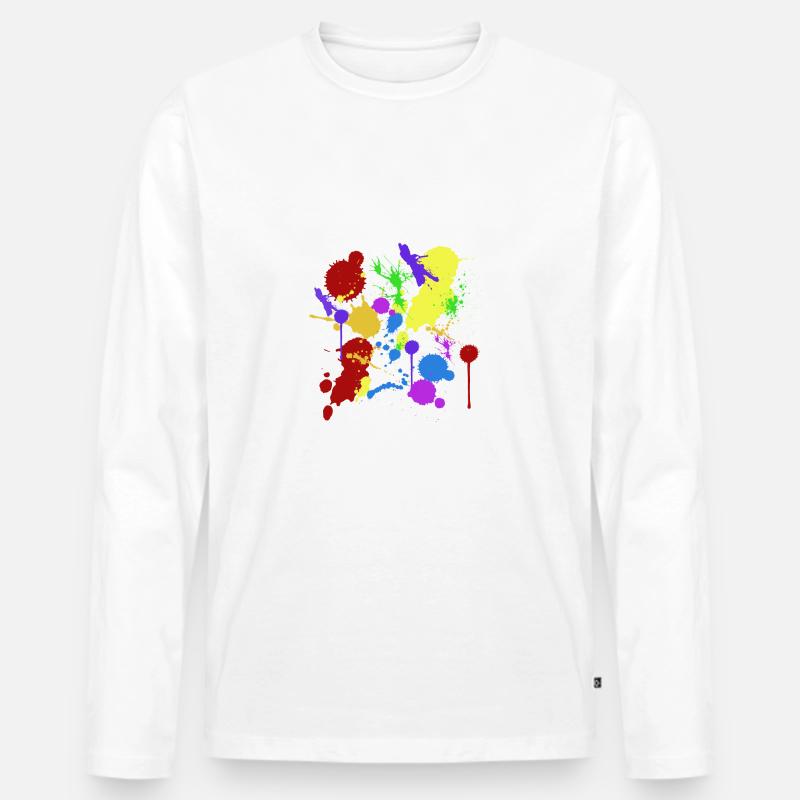 Farbflecken - Männer Premium Bio Langarmshirt - Weiß