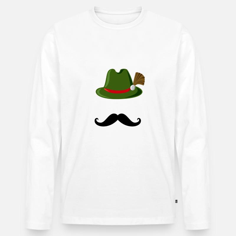 Bayrischer Gambsbarthut mit Mustache Geschenk - Männer Premium Bio Langarmshirt - Weiß