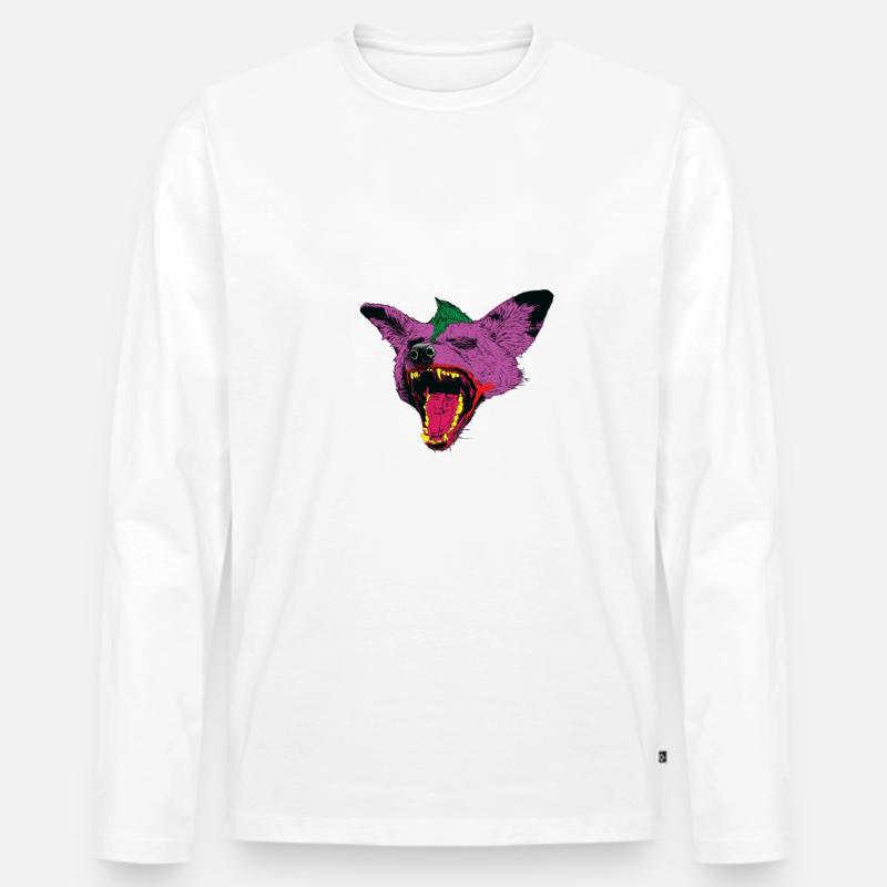 Hyänen - Hyäne - Männer Premium Bio Langarmshirt - Weiß