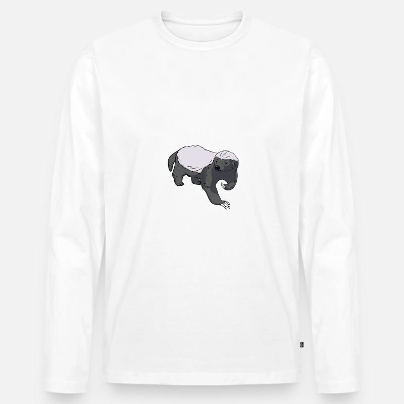 Honig Dachs - Männer Premium Bio Langarmshirt - Weiß