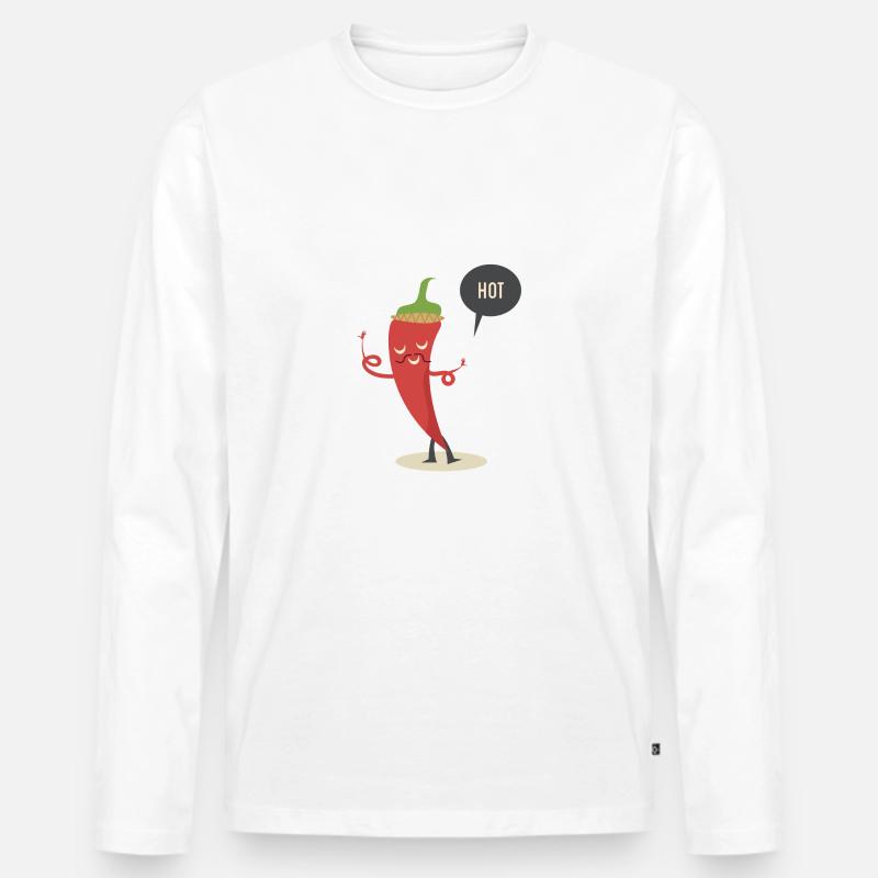 HOT CHILLI! - Männer Premium Bio Langarmshirt - Weiß