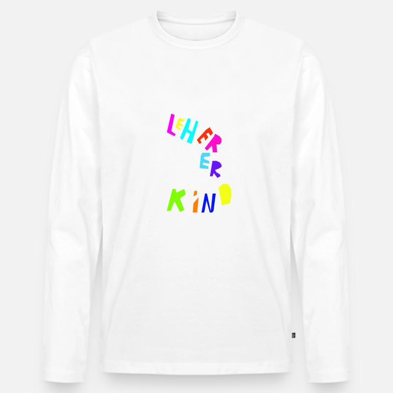 Lehrerkind bunt - Männer Premium Bio Langarmshirt - Weiß