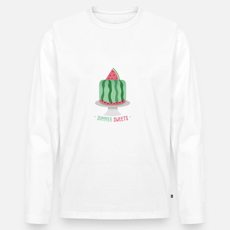 Melone - Männer Premium Bio Langarmshirt - Weiß