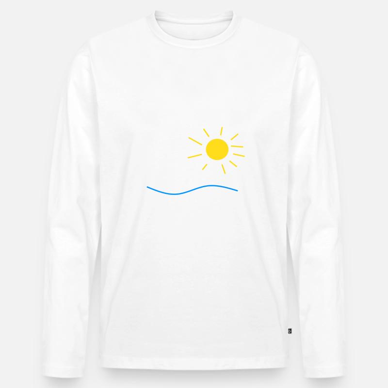 Sonne und Meer - Männer Premium Bio Langarmshirt - Weiß