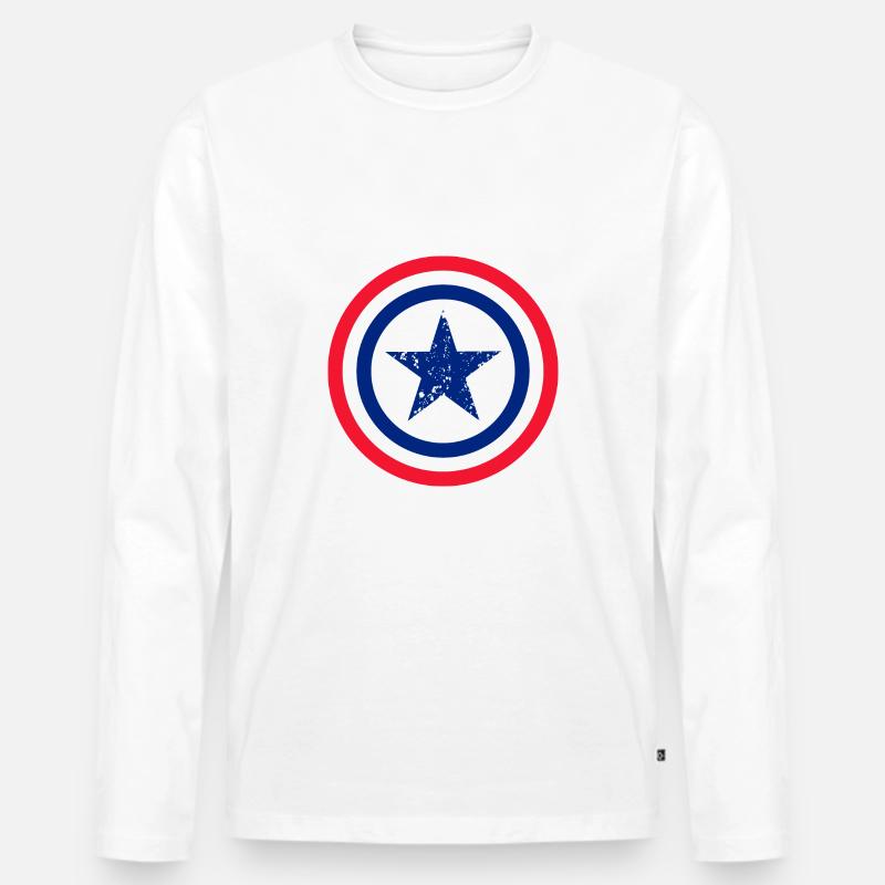 Stern Frankreich - Männer Premium Bio Langarmshirt - Weiß
