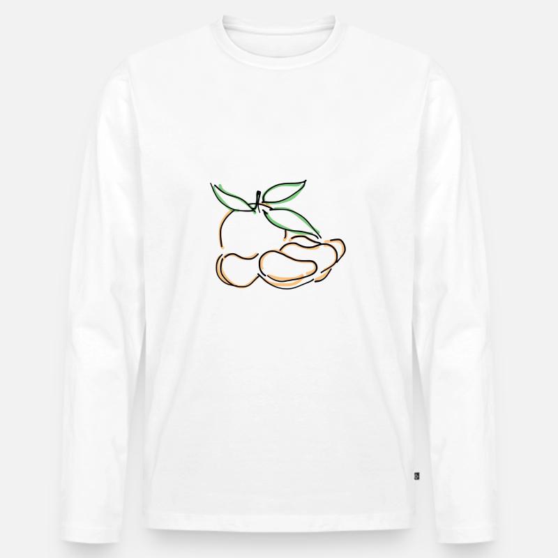 Mandarine - Männer Premium Bio Langarmshirt - Weiß