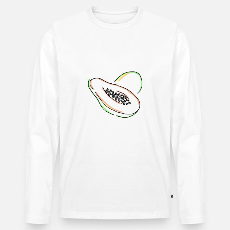Papaya - Männer Premium Bio Langarmshirt - Weiß
