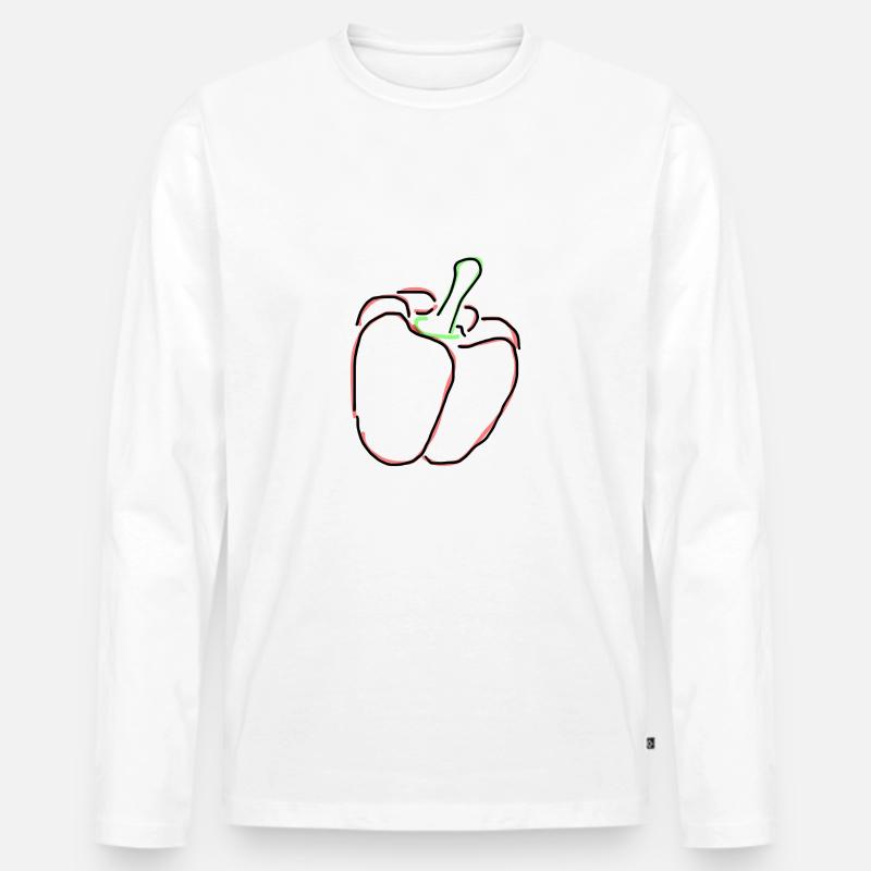 Paprika - Männer Premium Bio Langarmshirt - Weiß