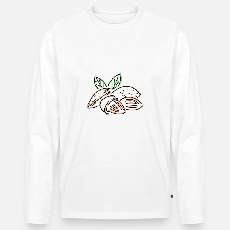 Mandel - Männer Premium Bio Langarmshirt - Weiß