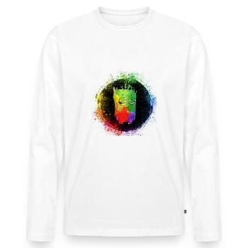 Funny Monster Hipster Colorful Life Gift Idea - Men's Premium Organic Long Sleeve Shirt - white - Front - Nico (187cm)