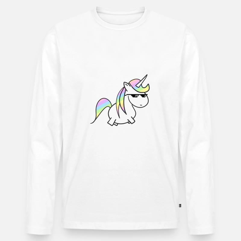 Einhorn - Männer Premium Bio Langarmshirt - Weiß