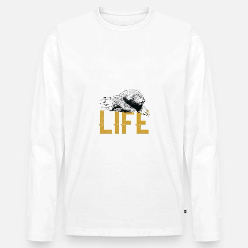 Maulwurf Leben - Männer Premium Bio Langarmshirt - Weiß