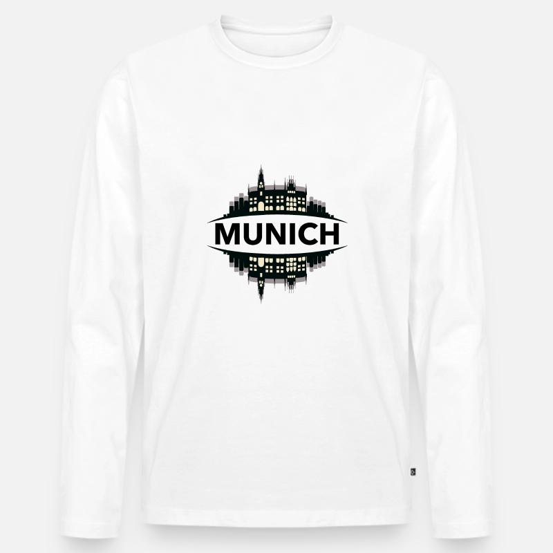 München - Männer Premium Bio Langarmshirt - Weiß