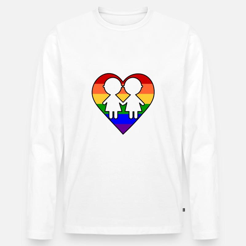 Frauenherz - Männer Premium Bio Langarmshirt - Weiß