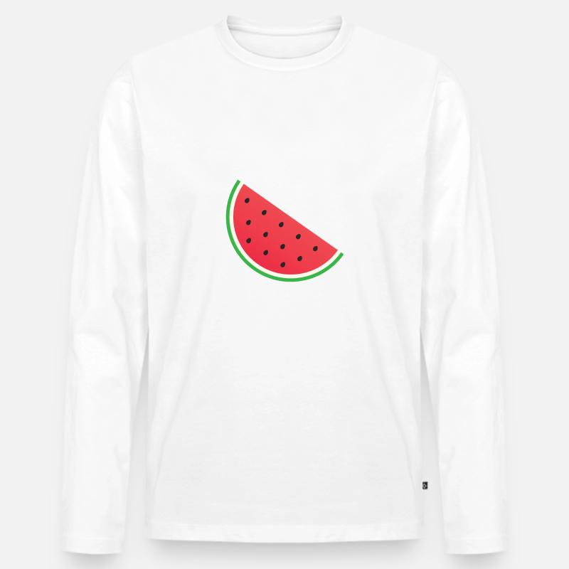 Wassermelone - Männer Premium Bio Langarmshirt - Weiß