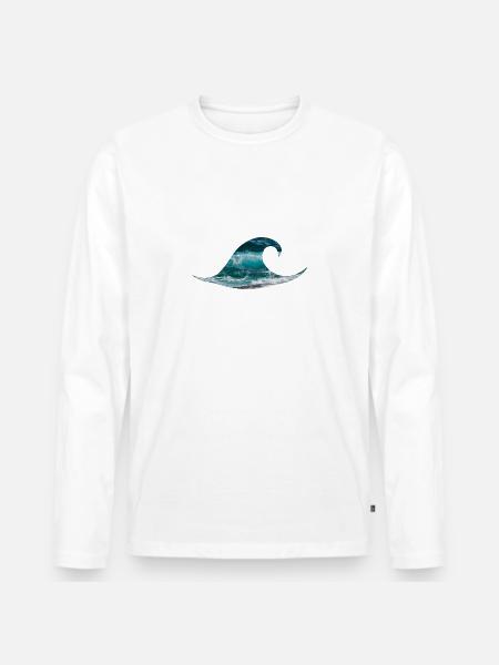 Wave ocean sea surfing - Men's Premium Organic Long Sleeve Shirt - white