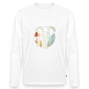Éléphant rétro coloré - T-shirt manches longues Premium bio Homme - blanc - Devant - Nico (187cm)