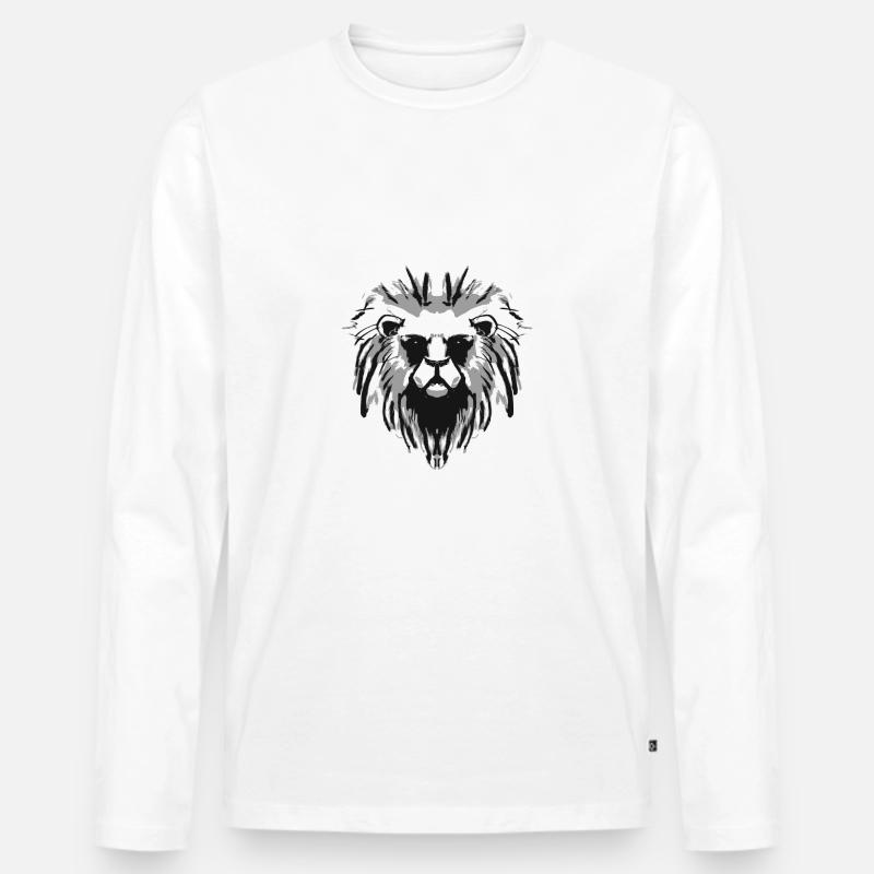 Löwenheld! Löwe Geschenk Lion Idee - Männer Premium Bio Langarmshirt - Weiß