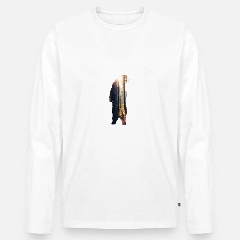 Bär Wald Baer Sonne - Männer Premium Bio Langarmshirt - Weiß