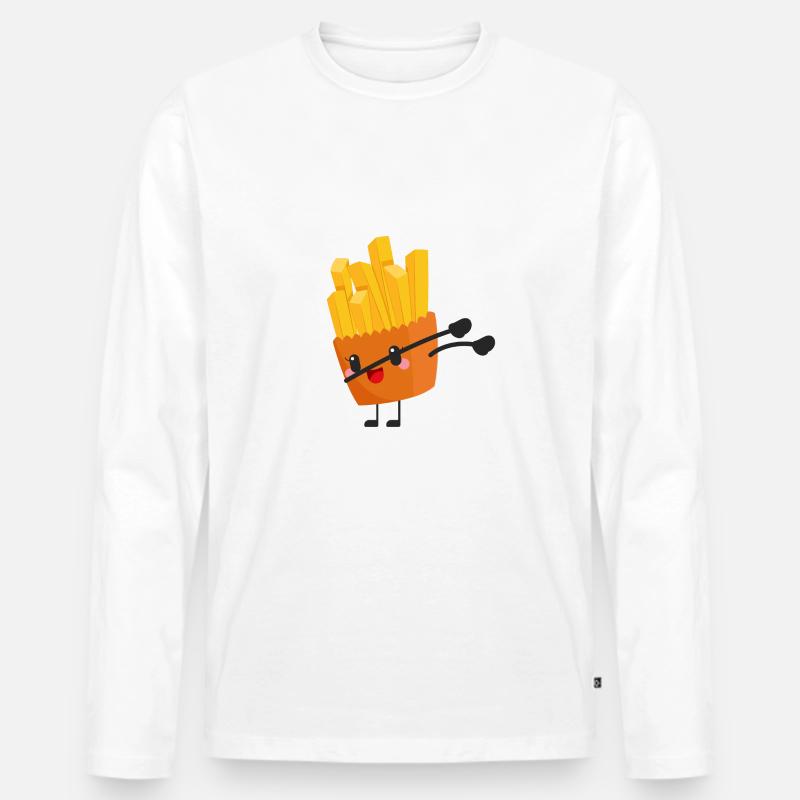 Dabbing Pommes - Geschenk Idee - Männer Premium Bio Langarmshirt - Weiß