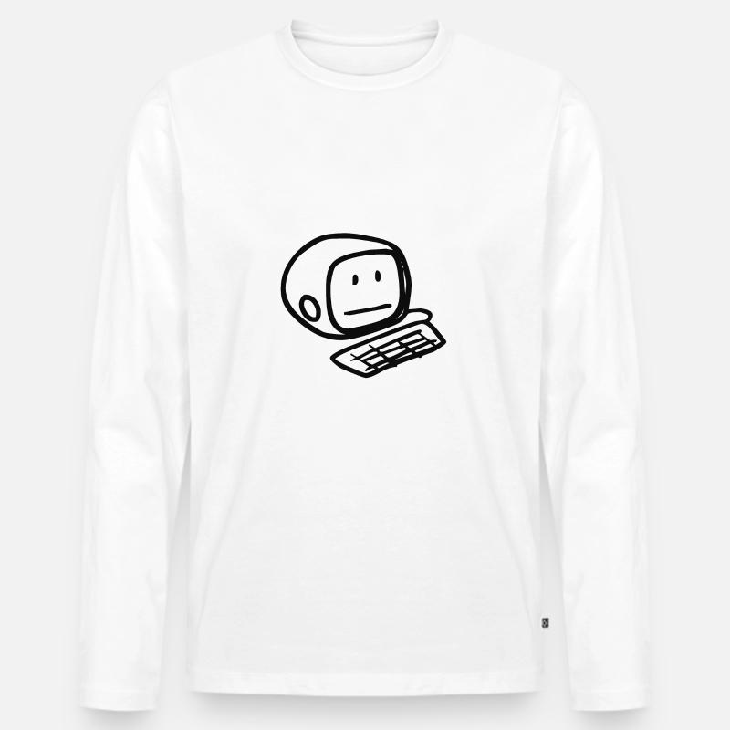 Computersmiley (Schwarz) - Männer Premium Bio Langarmshirt - Weiß