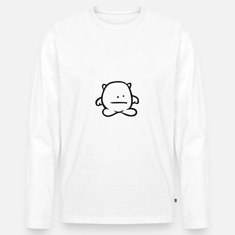 Trauriges Monster / Männchen (Schwarz) - Männer Premium Bio Langarmshirt - Weiß