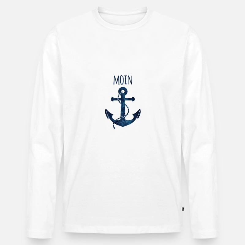 Anker Moin blau - Männer Premium Bio Langarmshirt - Weiß