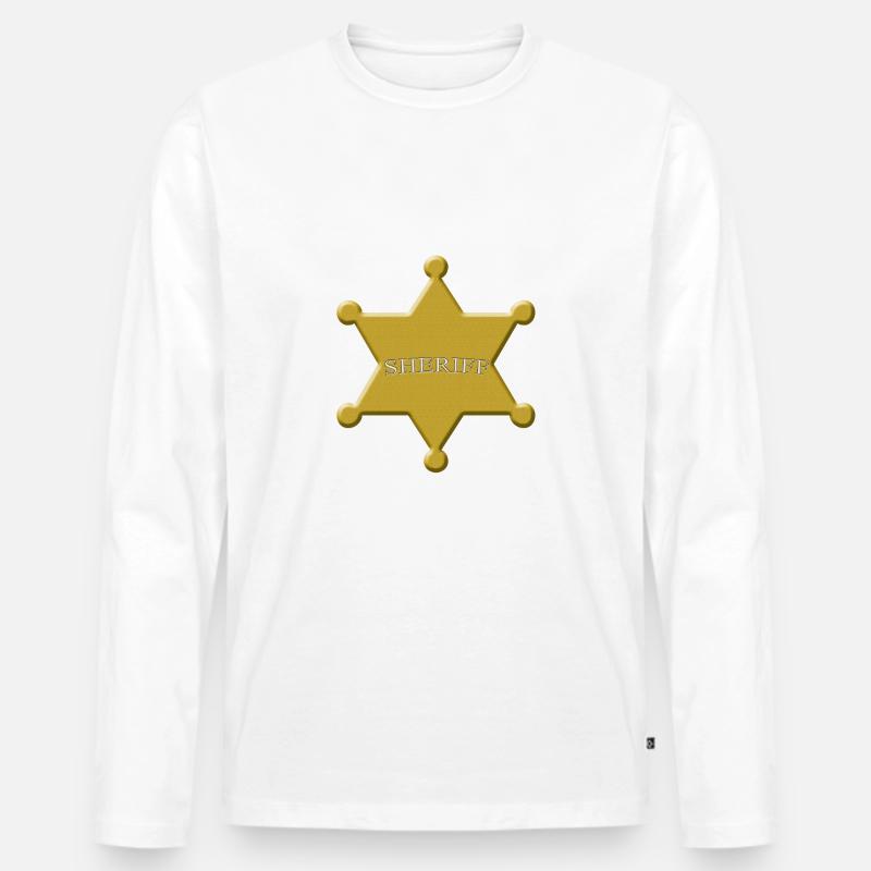 scheriff - Männer Premium Bio Langarmshirt - Weiß