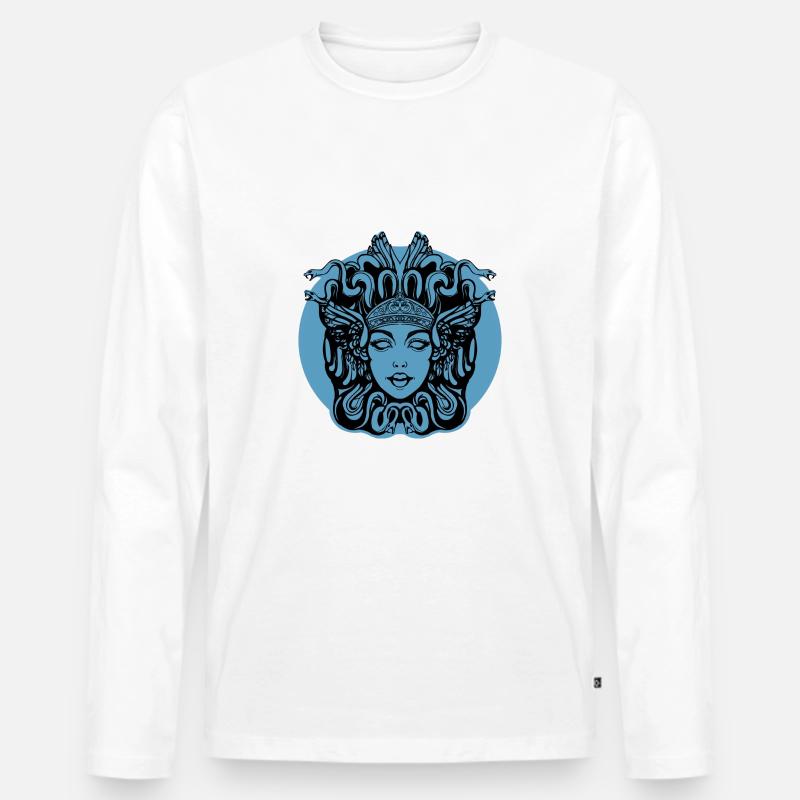 blauer Quallenhintergrund - Männer Premium Bio Langarmshirt - Weiß