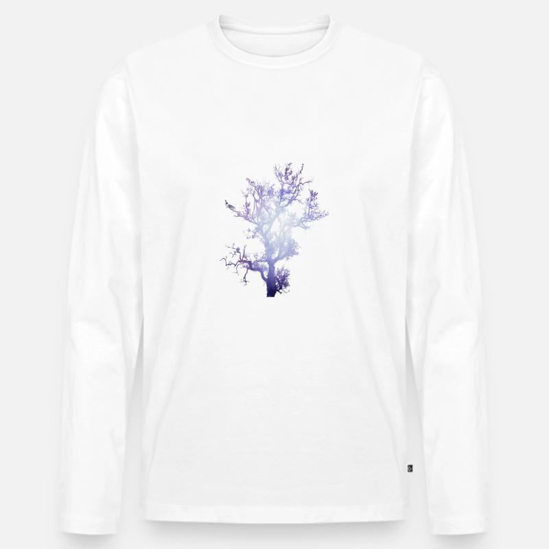 Space Baum - Männer Premium Bio Langarmshirt - Weiß