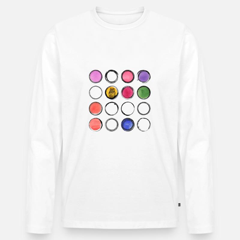 bunte Eule Muster Kreis - Männer Premium Bio Langarmshirt - Weiß